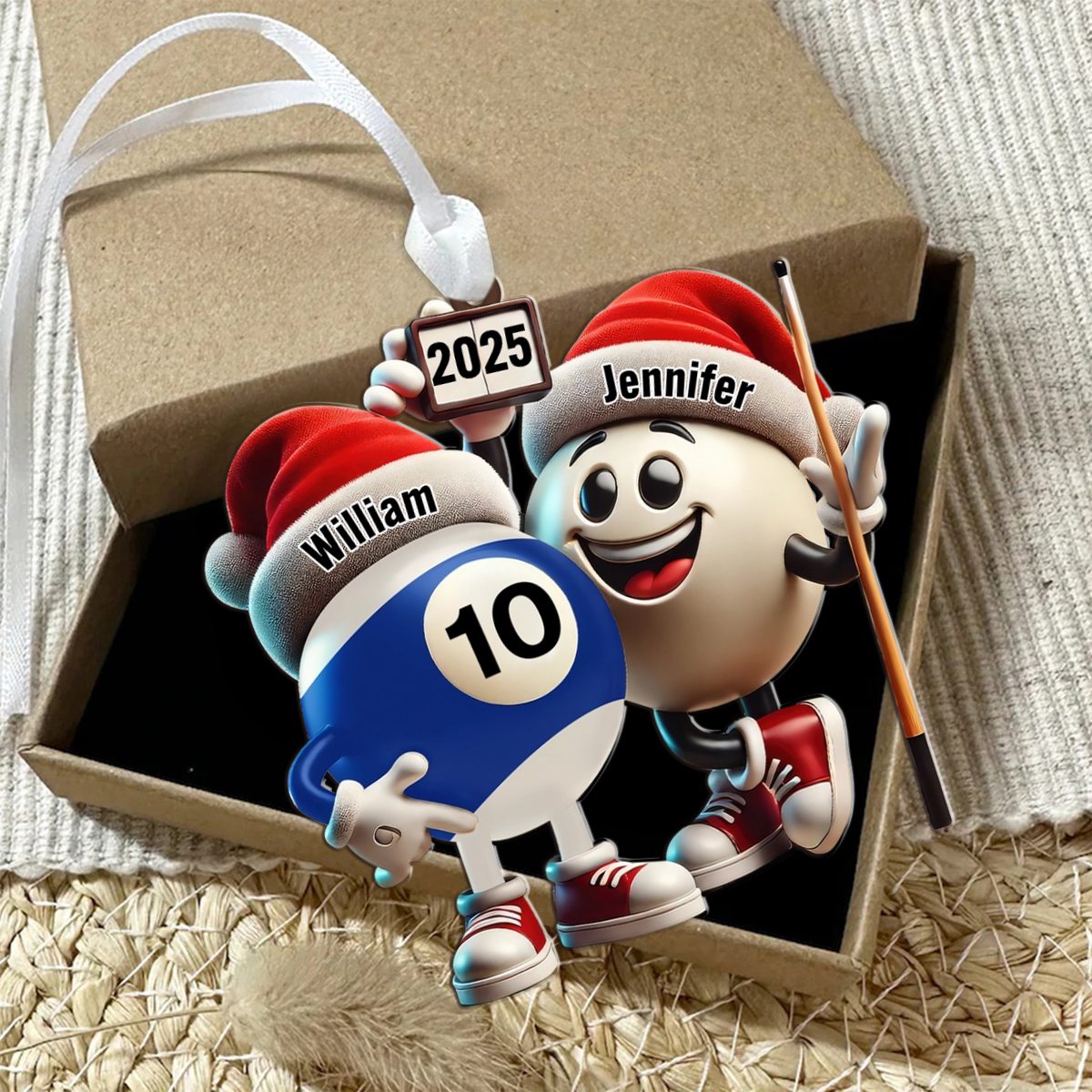 Custom Name Billiard Couple Ornament, Billiard Lover Christmas Gift