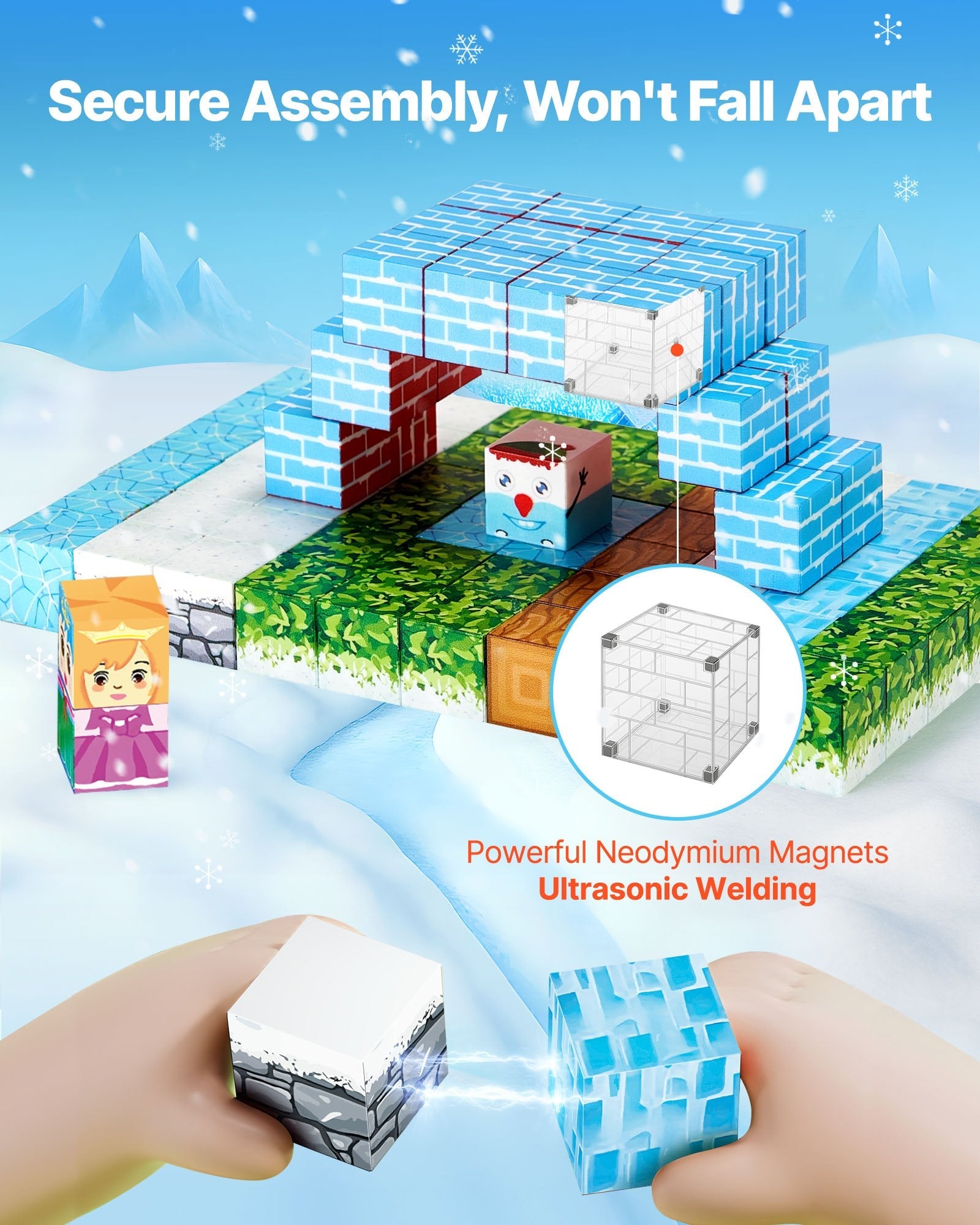 Montessori Frozen Fortress Magnetic Building 150pc Blocks