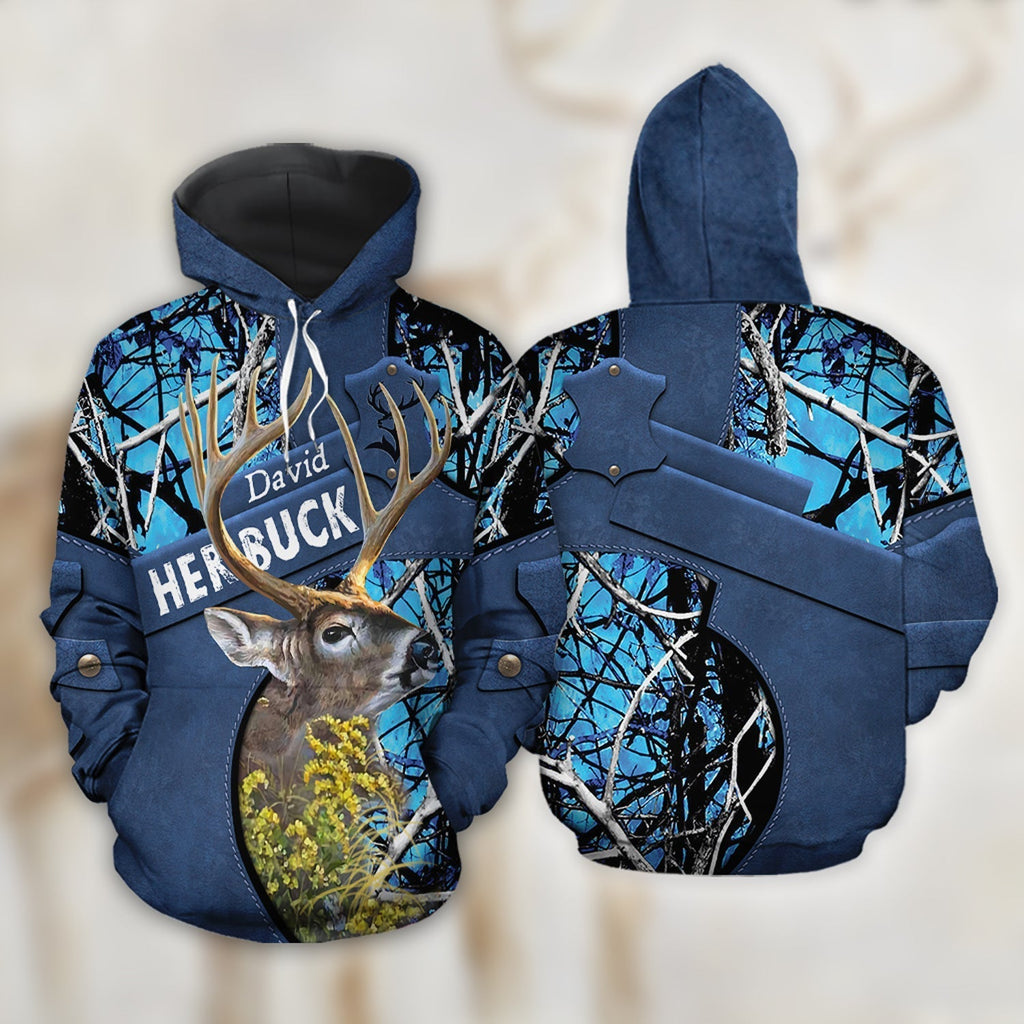 Personalized Her Buck His Doe Name Couple Deer 3D Hoodie