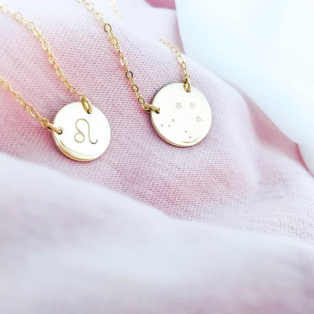 Star Sign Necklace • Medium Double Hole Pendant Necklace